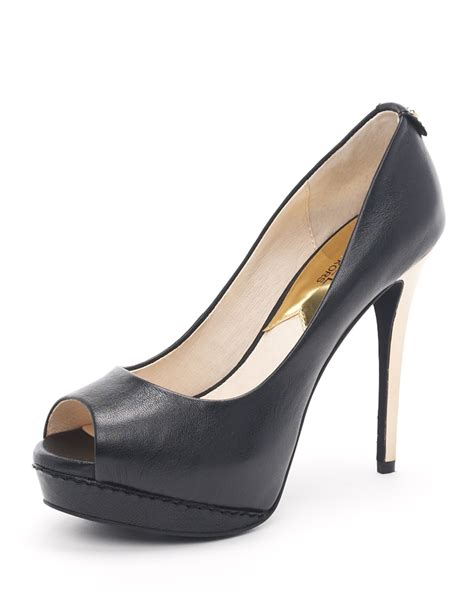 michael kors black peep toe heels|Michael Kors heel pumps.